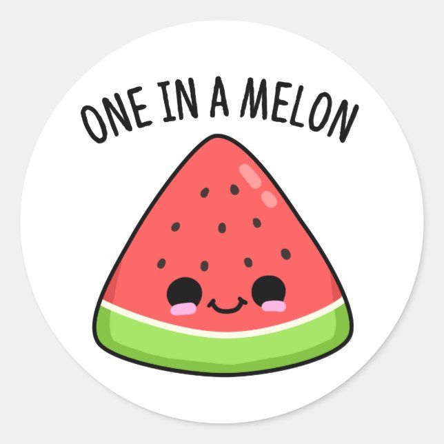 Sticker Rond Un Dans Un Melon Amusant Pun De Pastèque (Devant)