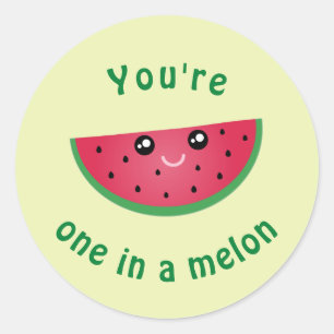 Sticker Rond Un Dans Un Melon Drôle Mignonne Peau Kawaii