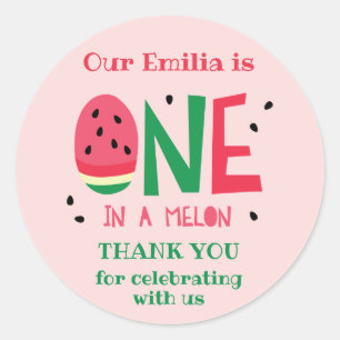 Sticker Rond Un dans un Melon Premier Anniversaire Favoriser St