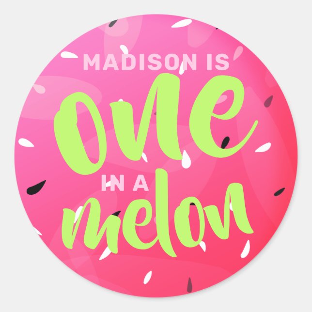 Sticker Rond Un dans un Melon Sweet Summer Watermelon Anniversa (Devant)