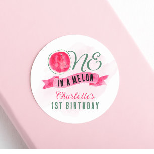 Sticker Rond Un dans une pastèque Melon 1er anniversaire