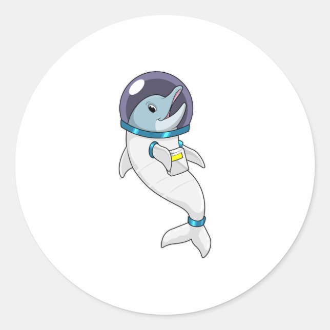 Sticker Rond Un dauphin en tant qu'astronaute en costume (Devant)
