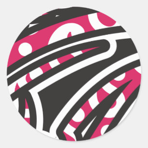 Sticker Rond Un design cachemire décoratif avec rouge vif et ép