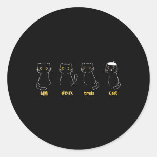Sticker Rond Un Deux Trois Cat Drôle Amoureux de les chats