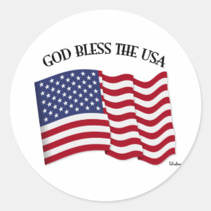 Sticker Rond Un DIEU BÉNISSENT LES Etats-Unis avec le drapeau