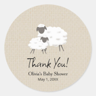 Sticker Rond Un doux petit Baby shower d'agneau Favoriser Stick