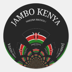 Sticker Rond Un drapeau kényan inspiré Jambo Bienvenue