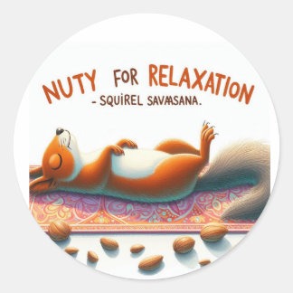 Sticker Rond Un écureuil faisant du yoga