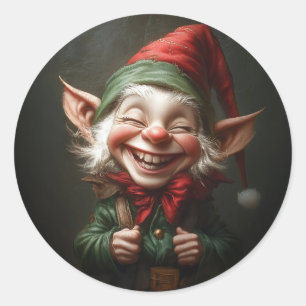 Sticker Rond Un elfe gai avec un grand rire