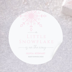 Sticker Rond Un flocon de neige est en route Baby Shower d'hive