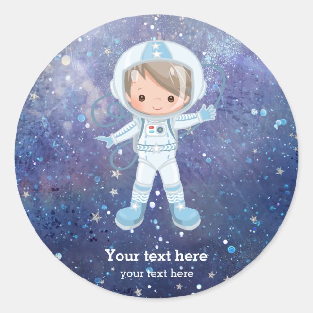 Sticker Rond Un garçon astronaute Espace extra-atmosphérique (Devant)