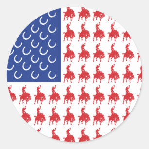 Sticker Rond Un garçon patriotique à cheval
