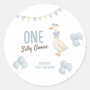 Sticker Rond Un Garçon Silly Goose Premier anniversaire