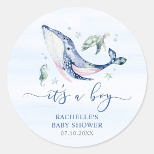 Sticker Rond Un garçon sous le Baby shower marin