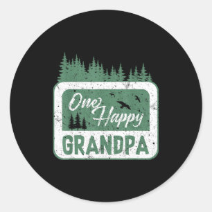Sticker Rond Un Grand-Père Heureux Campeur 1er Anniversaire Cam
