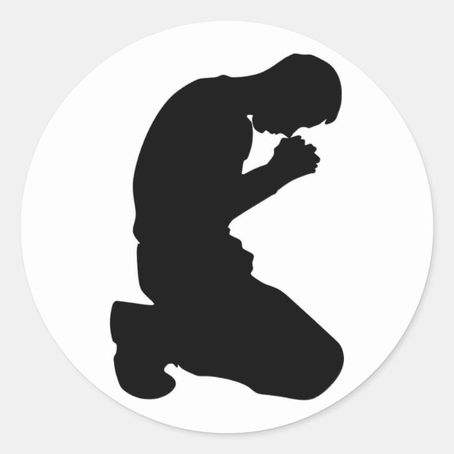 STICKER ROND UN HOMME S'ENNUYANT DANS LA PRIÈRE (Devant)