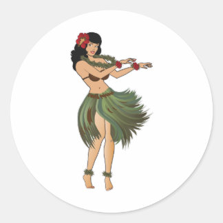Sticker Rond Un Hula Girl