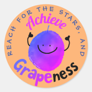 Sticker Rond Un jeu de raisins positif - Atteindre les étoiles