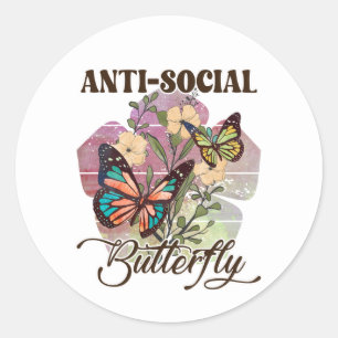Sticker Rond Un joli art du mot anti-papillon social