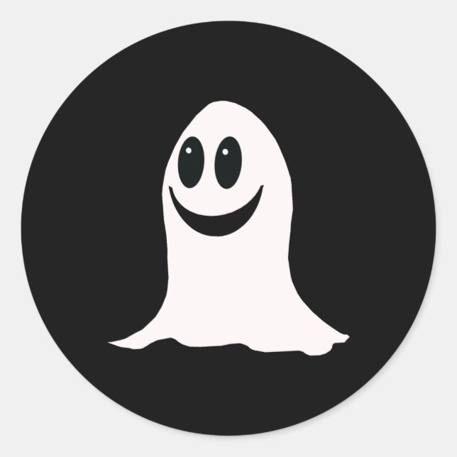 Sticker Rond Un joli fantôme de dessin d'Halloween (Devant)