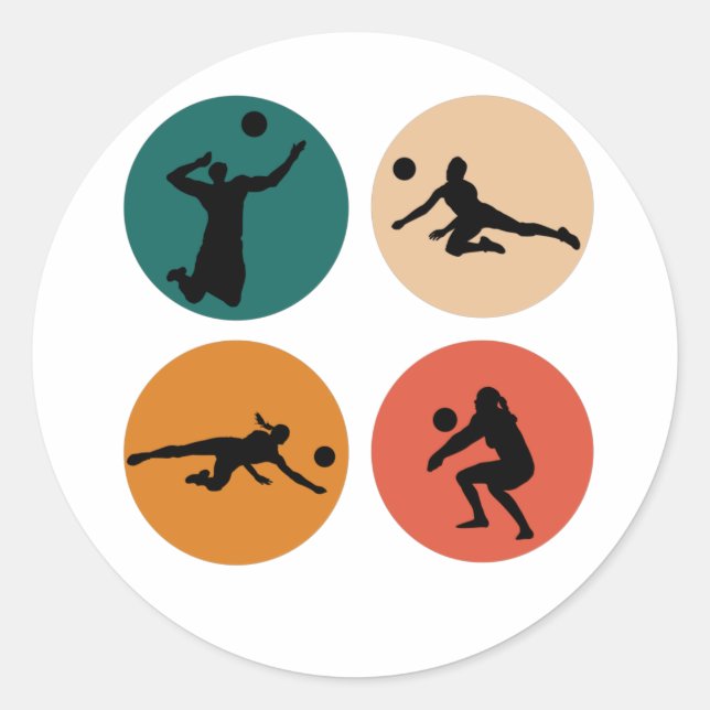 Sticker Rond Un Joueur De Beach Volleyball Attaque De Toucher (Devant)