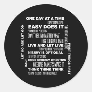 Sticker Rond Un Jour À La Fois Inspirant Récupération Sobriété 