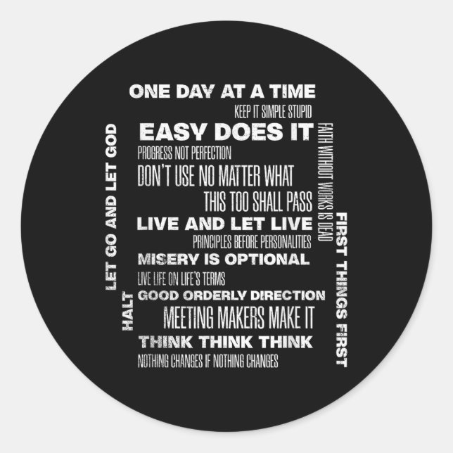 Sticker Rond Un Jour À La Fois Inspirant Récupération Sobriété  (Devant)