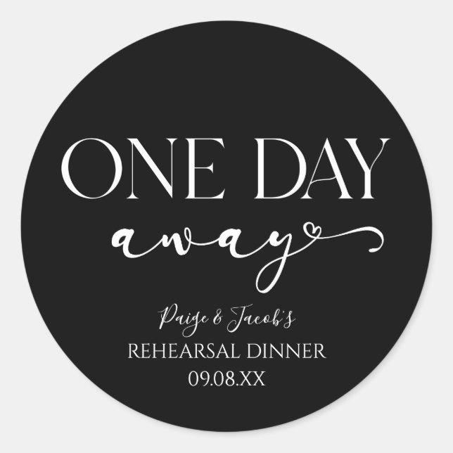 Sticker Rond Un Jour De Dîner De Répétition De Mariages Minimal (Devant)