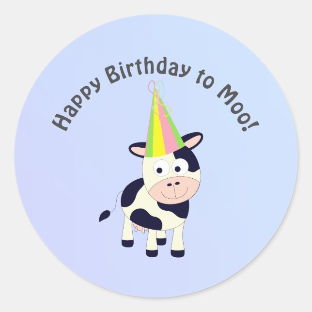 Sticker Rond Un joyeux anniversaire à la vache du Moo Cute Part (Devant)