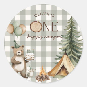 Sticker Rond Un joyeux anniversaire de campeur 1er