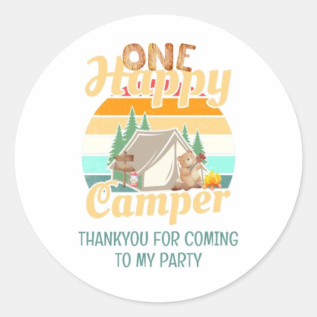 Sticker Rond Un Joyeux Camper Merci (Devant)