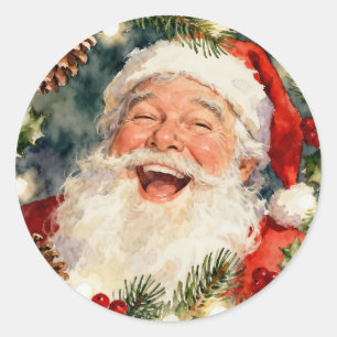 Sticker Rond Un joyeux Père Noël à l'ancienne Noël vintage