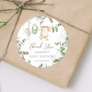 Sticker Rond Un joyeux petit   Baby shower d'hiver Boho Boy