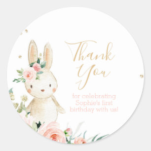 Sticker Rond Un lapin devient un anniversaire Merci préféré