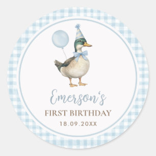 Sticker Rond Un Lucky Bébé Bleu Bleu Bleu 1er anniversaire