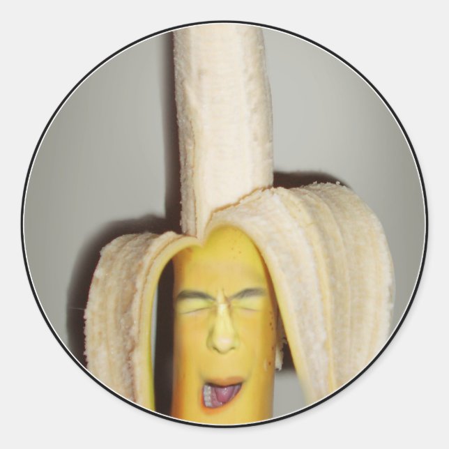 Sticker Rond Un Mal De Tête De Banane (Devant)