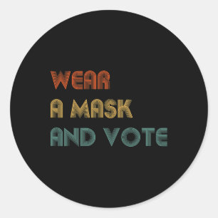 Sticker Rond Un Masque Et Voter Des Élections Politiques Biden 