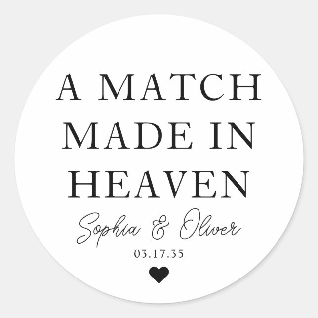 Sticker Rond UN MATCH FAIT DANS LE COEUR DU CIEL Mariages Match (Devant)