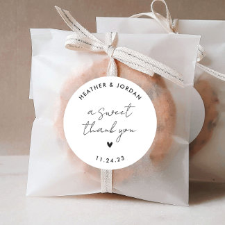 Sticker Rond Un Merci doux minimaliste Mariage Sweet Favoriser