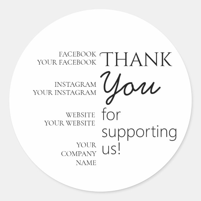 Sticker Rond Un Merci Modifiable Pour Nous Soutenir (Devant)