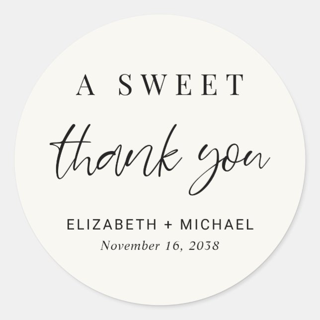 Sticker Rond Un Merci sucré Faveur de mariage (Devant)