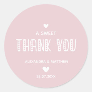 Sticker Rond Un Merci Sucré ! Mariage Blush de typographie mign
