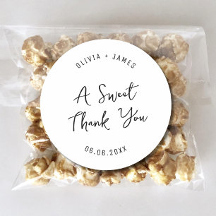 Sticker Rond Un Merci Sucré Soigné Faveur Mariage