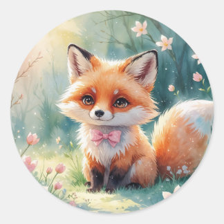 Sticker Rond Un mignon renard