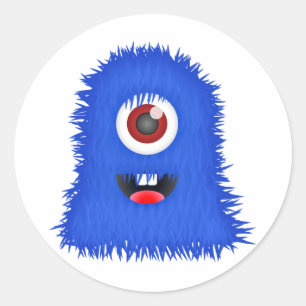 Sticker Rond Un monstre bleu ocre