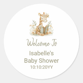 Sticker Rond Un nouveau chapitre commence Giraffe Storybook Bab