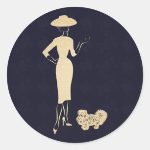 Sticker Rond Un nouveau look Mode Vintage des années 1950