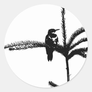 Sticker Rond Un oiseau sur une branche