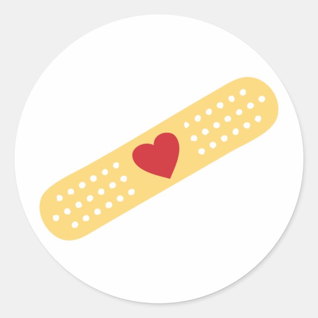 Sticker Rond Un pansement Avec Un Coeur Rouge (Devant)
