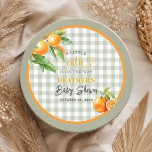 Sticker Rond Un petit amour est en route Oranges Baby Shower